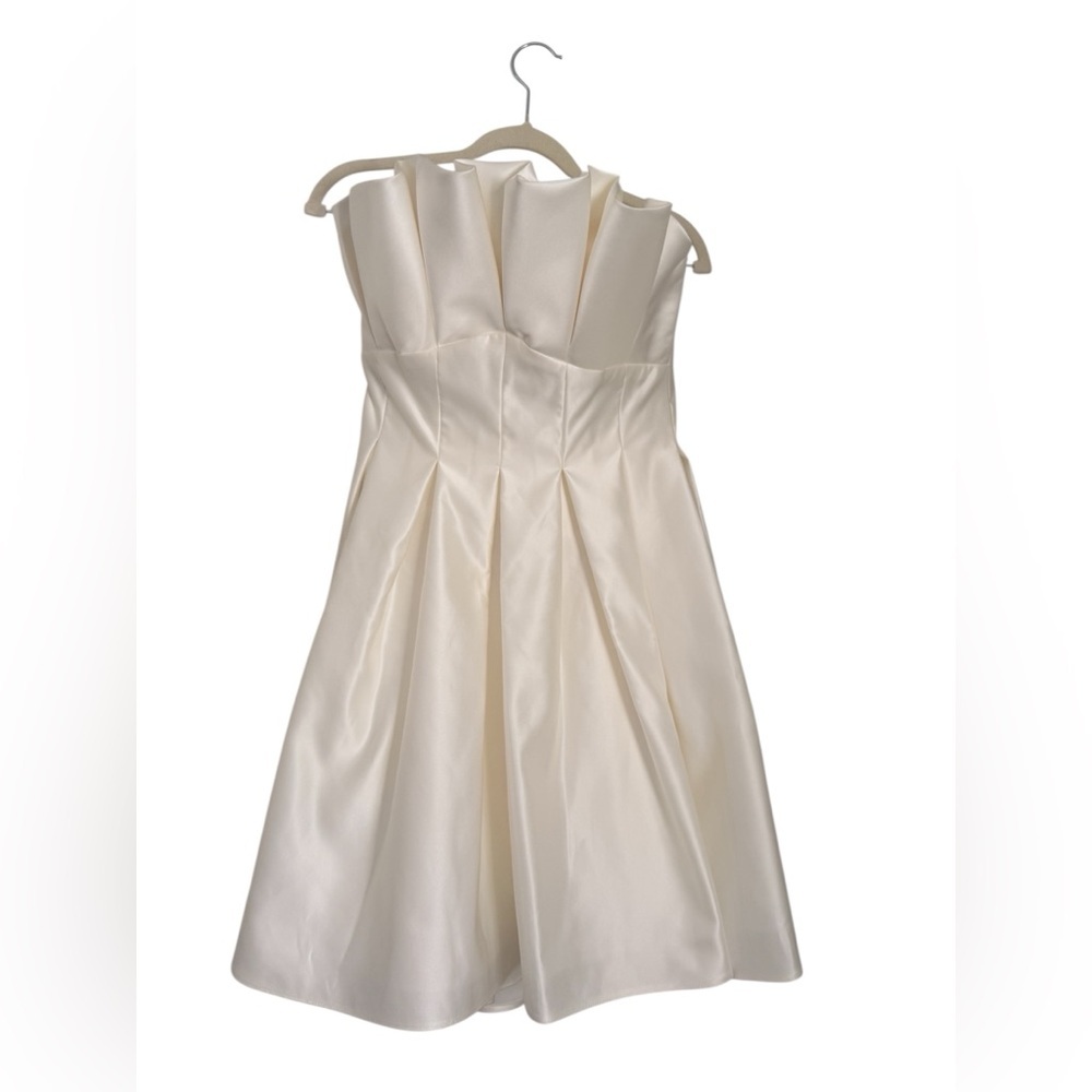 Amsale Pleated Bodice Ivory White Cocktail Dress Luxury Size 6 - Picture 3 of 11
